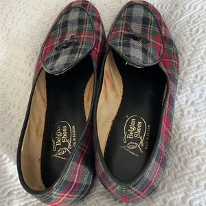 Men’s Belgian Loafers plaid wool